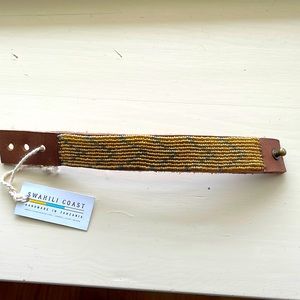 Swahili NWT leather and bead bracelet